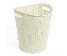 CURVER | Poubelle 13L - Aspect rotin - My Style, Ivoire, , 28,5x28,5x32,5 cm