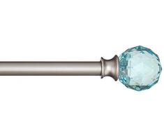 AmazonBasics Tringle à rideau décorative diamètre 1,6 cm avec embouts Boule à facette - 218 cm, Bleu turquoise