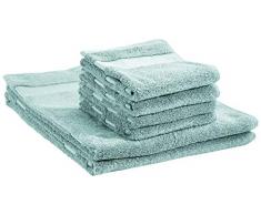 AmazonBasics Everyday Serviettes de toilette - 2 serviettes de bain et 4 essuie-mains, Bleu clair