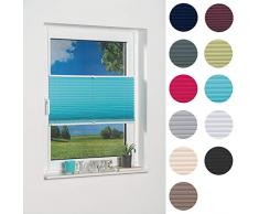 K-Home 322574–1 Wohn-Guide Klemmfix Store plissé de Palma, Plastique, Tissu, iceblau, 70 x 210 cm