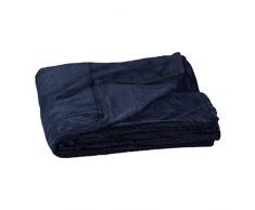 Relaxdays Couverture grande polaire douce plaid moelleuse douillet 200 x 220 cm lavable 30°C en polyester, bleu foncé