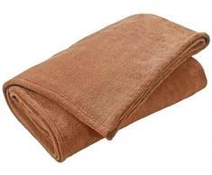 Biberna 239219/550/099 Plaid, couverture polaire Coral-Fleece, chaude, douce et légère, taille 150x200cm, objet décoratif sur un canapé ou un lit, coloris ambre