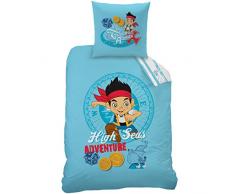 CTI 042737 Jake And Pirates Tresor Housse de Couette 140 x 200 cm + 1 Taie 63 x 63 cm Coton/Polyester Bleu