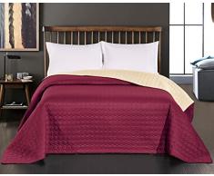 DecoKing 29831 JetÃ© de lit rÃ©versible Entretien Facile Gris Anthracite argentÃ©, Polyester, CrÃ¨me Bordeaux Salice, 240 x 260 cm