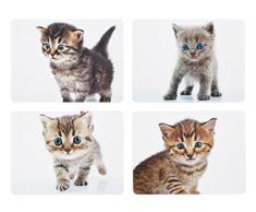 Kitchen Craft-Chatons avec Dessous en liège, Lot de 4 Sets de Table Multicolore