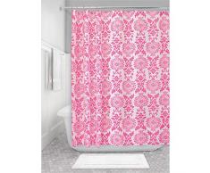 InterDesign Damask rideau douche, rideau baignoire design 183,0 cm x 183,0 cm en polyester, rideau de bain qualitatif Ã Åillets en mÃ©tal, rose