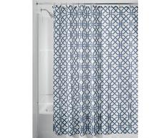 InterDesign Trellis rideau de douche textile, 180,0 cm x 200,0 cm rideau douche et baignoire en polyester, cloison douche Ã motif treillis, bleu