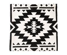 Ostaria Housse de Coussin carrÃ© Motif Kilim 2, Polyester, Blanc et Noir, 40Â x 40Â x 3Â cm