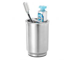 iDesign AUSTIN Verre à dents, Porte Brosse à Dents Rond en Acier et Plastique, Argent