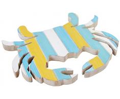 Générique 0634 Dessous de Plat Crabe, coul. Vert, Turquoise, en MDF, Dim. 23.5x20.5x1 cm, Bois, Bleu, Blanc, Jaune, 23 x 16 x 1,5 cm