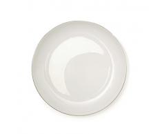 Excelsa Platinum Plat Fruits, Porcelaine, Blanc/Bord Argent, 22Â x 22Â x 1,5Â cm