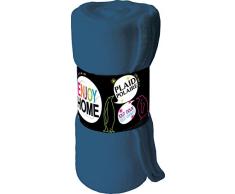 Enjoy Home, Plaid Polaire Finition surjet, PPOLBM130160, Coloris Bleu Marine, 130x160cm, Polyester, 160x130 cm