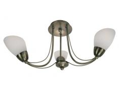 Altair Spots plafond finition laiton antique avec lampes coniques en verre opalin