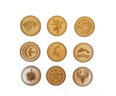 Derwent Laser Craft Dessous de Verre en Bois inspirÃ©s de Game of Thrones â Lot de 9 Sigils gravÃ©s (Cerise)