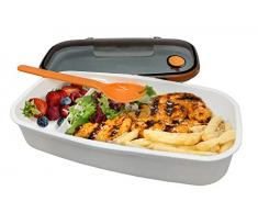 NERTHUS FIH 411 Lunch Box hermétique Individuel avec cuillère, Blanc, Orange, Taille Unique