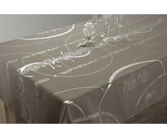 Le linge de Jules Nappe Shiny - Entretien Facile Taupe - Taille : Rectangle 150x350 cm