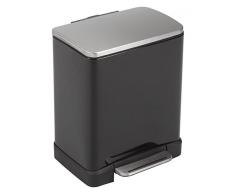 EKO E-Cube Poubelle à Pédale Métal Noir 26 x 29 x 36 cm 12 litres