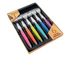 LAGUIOLE Coffret de 6 Fourchettes de Couleur - Rose - Orange - Vert - Bleu Clair - Bleu foncÃ© - Violet - Acier Inoxydable et Plastique - Indispensable et ColorÃ©