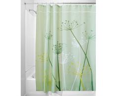 InterDesign Thistle rideau douche, grand rideau baignoire 180,0 cm x 200,0 cm en polyester, rideau de bain lavable fleuri en tissu doux, vert