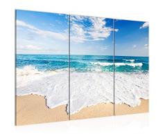 Tableau decoration murale Plage de la mer 120 x 80 cm - XXL Impression sur Toile Salon Appartment 3 Parties - prÃªt Ã accrocher - 607331c