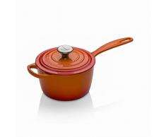 Le Creuset, Casserole en Fonte ÃmaillÃ©e avec PoignÃ©e ThermorÃ©sistante et Couvercle, Ronde, Ã 18 cm, 1.8 L, Compatible avec Toutes Sources de Chaleur (Induction Incluse), 2.942 kg, Volcanique
