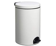 Poubelle Ã PÃ©dale, 20 L, Blanc Signalisation