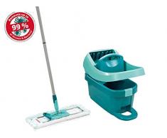 Leifheit Kit Profi XL Essore-housse avec lave-sol, seau et balai essoreur taille XL, kit de lavage sol avec mécanisme dessorage intégré, turquoise