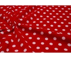 CRS Fur Fabrics QualitÃ© ImprimÃ© Tissu Polaire AntiboulochesÂ âÂ Rouge Blanc Spot