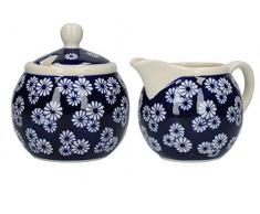 London Pottery JY18LT49 Coffret pot Ã lait et sucrier Motif petites marguerites en grÃ¨s