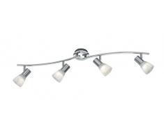 TRIO, Spot, Levisto incl. 4 x LED,E14,5,0 Watt,3000K,470 Lm. Verre, Albâtre, Corps: metal, Nickel mat L:88,0cm, L:11,0cm, H:19,0cm IP20,Pivotant
