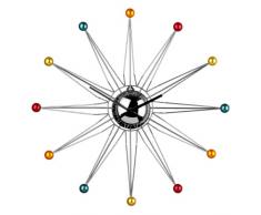 Premier Housewares 2200631 Horloge Murale en Métal Boules en Plastique Rose Vif/Bleu/Orange/Jaune