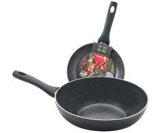 Metaltex PAJERO SPORT Set de poÃªle + wok en aluminium forgÃ©, noir