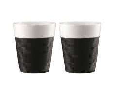 Bodum - 11582-01 - Bistro - Set de 2 Mugs Porcelaine - Bande Silicone Noire