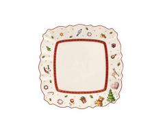 Villeroy & Boch Toys Delight Assiette petit-dÃ©jeuner carrÃ©e, 22 x 22 cm, Porcelaine Premium, Blanc/Rouge