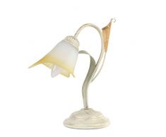 ONLI - Lampe Ã chevet en mÃ©tal ivoire avec nuances dorÃ©es. Verre blanc nuancÃ© ambre