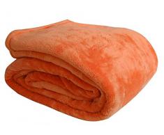 Couverture ultra douce fourrure 350 - 100% polyester - OURSON - Orange L6 - 180 x 220