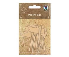 URSUS 40650001 Lot de 16 petits fanions en papier kraft assortis avec 2 motifs assortis sur des cure-dents pour Ã©crire des tartines et des crochets, marron, 6 x 2, 5 cm