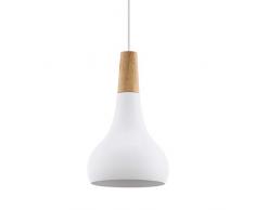 Eglo Lampe suspendue Littleton, 1 lampe suspendue moderne en acier et bois, couleur : blanc, marron, culot : E27. Suspension à 18 cm Blanc