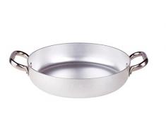 Pentole Agnelli Aluminium Professionnel 3 mm, Casserole avec Deux poignées 32 cm Argent