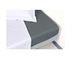 VENT DU SUD Drap Housse Uni en Coton Percale, Ardoise, 190x140 cm