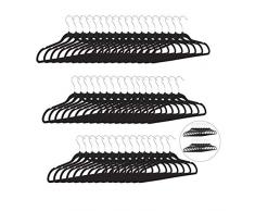 Cintres en Velours Set de 50 AntidÃ©rapant Manteaux Pantalons Robes VÃªtements Costumes Crochet 360Â°, Noir