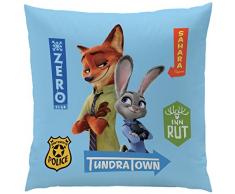 CTI Coussin 40X40 Disney Zootopia Malice, 100% Polyester, Bleu, 40 x 40