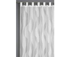 GARDINIA Rideaux à Boucles Cousues, Voilage Transparent, Scherli, Naturel, 140 x 245 cm
