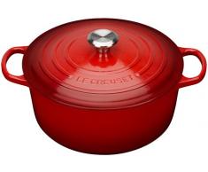 Le Creuset, Cocotte Signature en Fonte Ãmaillée avec Couvercle, à 26 cm, Ronde, Compatible avec Toutes Sources de Chaleur (Induction Incluse), Capacité : 5.3 L, 5.135 kg, Cerise