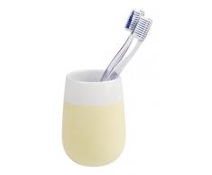 Wenko 22543100 Gobelet en cÃ©ramique Malta Jaune/Blanc, 8 x 8 x 10,5 cm