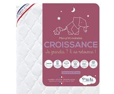 PTIT LIT Matelas Bébé Croissance-60x120 cm-Évolutif Mémoire de Forme 1 Face Mousse 23kg/m3 (+ 9 Mois) -Anti acarien-Déhoussable-Oeko Tex-Fabrication Française, Blanc, 60 x 120
