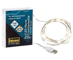 Guirlande lumineuse Ã 20 LED blanc chaud au fil argentÃ© alimentÃ© par USB pour fÃªtes, NoÃ«l, dÃ©coration, mariage, Ã©clairage dambiance (environ) 1, 25 m