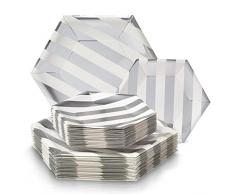 Silver Spoons 1881X12 Service DE Vaisselle DE FÃTE JETABLE 432 PCS Design hexagonal, Argent