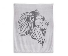 Soleil docre Plaid Extra Doux 130x150 cm Lion Gris et Anthracite, Polyester, 150x130 cm