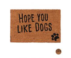 Relaxdays Paillasson Fibre de Coco Hope You Like Dogs 40X60 cm Tapis dEntrée Extérieur Antidérapant Pvc, Nature, Naturel, 1, 5 x 60 x 40 cm